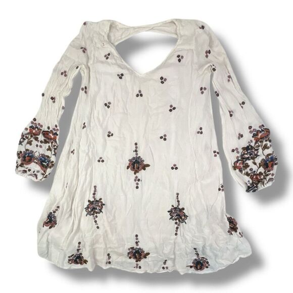 Free People Oxford Embroidered Boho Mini Dress Size Extra Small - Picture 1 of 8